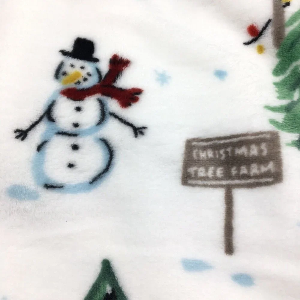 Envogue Christmas Tree Farm Throw Blanket Microfleece Red Truck Snowman Holiday